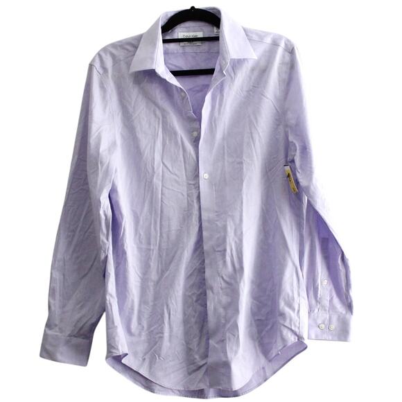 Calvin Klein Cotton Herringbone Slim Fit Dress Shirt Size M NWOT - Picture 1 of 6
